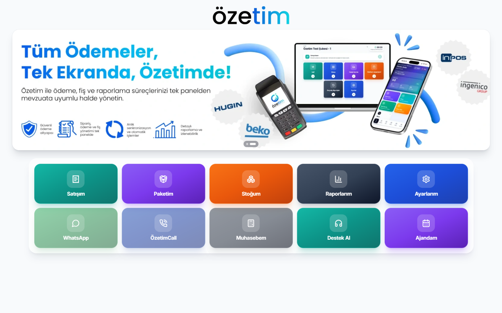 Özetim şube ana ekranı